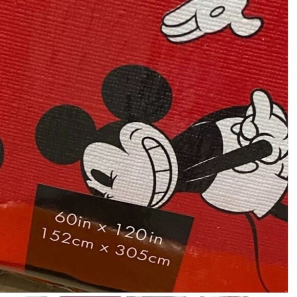 Disney Mickey Mouse 60" × 120" Peva Flannelback Tablecloth Rectangular Picnic - Picture 3 of 8